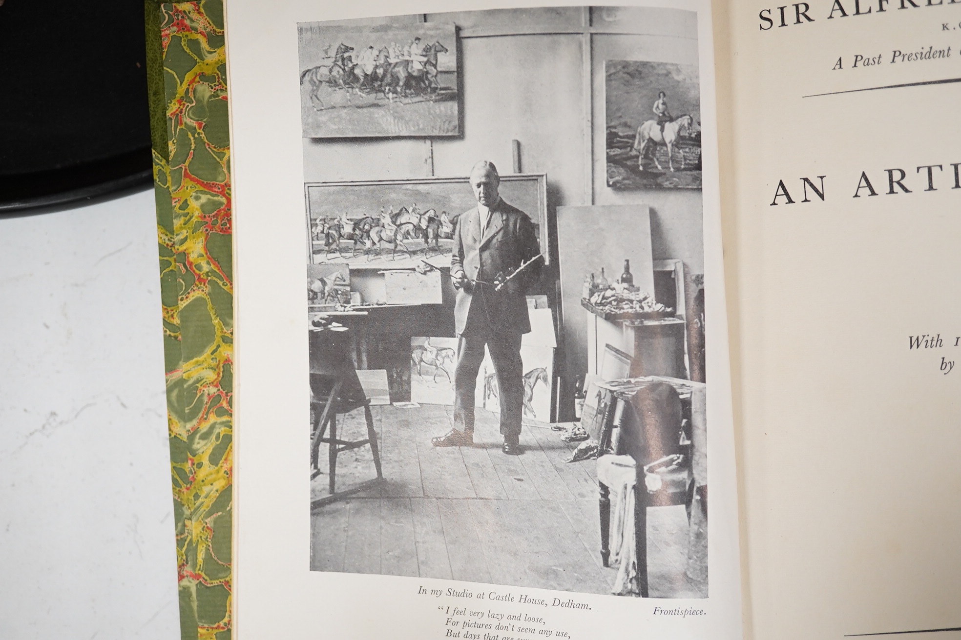 Munnings, Sir Alfred - three works, An Artist's Life; The Second Burst and The Finish, 8vo, half green morocco with marbled boards, Museum Press Limited, London, 1950